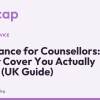 ABCAP title card reading “Insurance for Counsellors: What Cover You Actually Need (UK Guide)”
