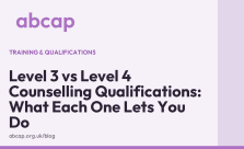 ABCAP title card reading “Level 3 vs Level 4 Counselling Qualifications: What Each One Lets You Do”